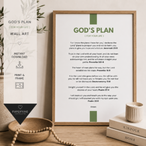 God's Plan Wall Art printable by Papervine featuring inspirational Bible verses.