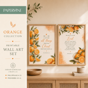 Orange Scripture Wall Art Set